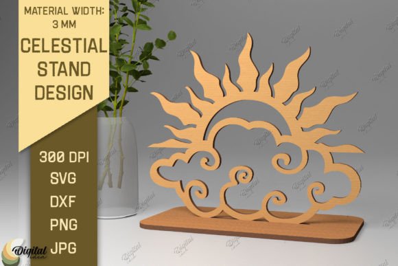 3D Celestial Stand. Sun and Moon Laser: A Versatile Digital Design Resource for Creative Projects