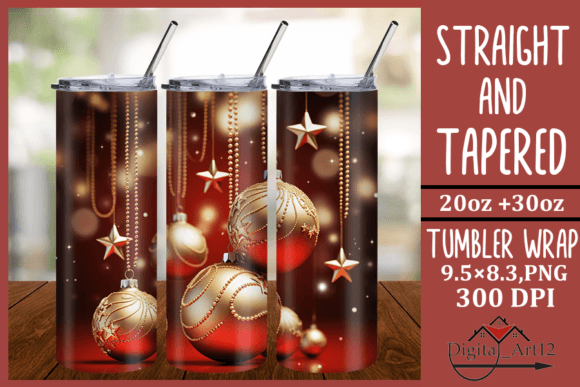 3D Christmas Ornaments 20 Oz Skinny Tumb