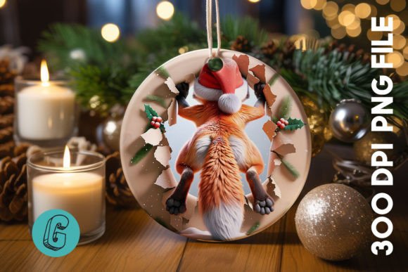 3D Cute Fox Christmas Ornament Back 03