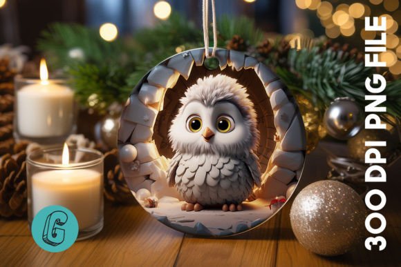 3D Cute Owl Break Through Ornament 17