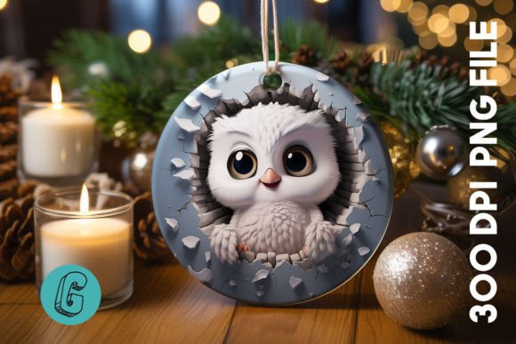 3D Cute Owl Break Through Ornament 20