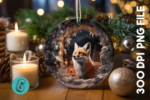3D Fox Break Through Ornament 06 for Creative Projects