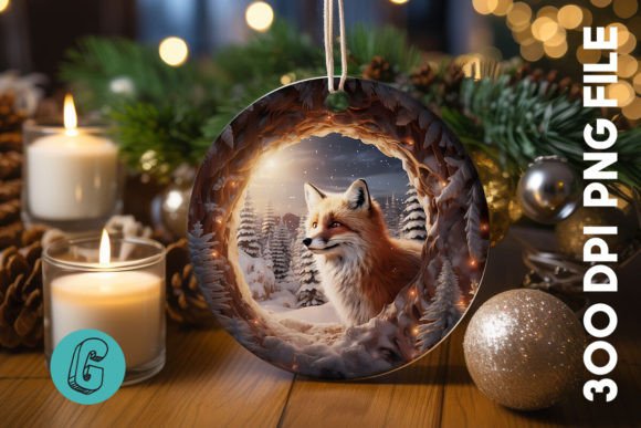 3D Fox Break Through Ornament 13
