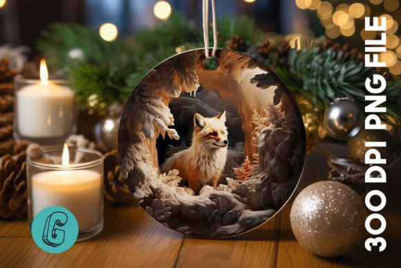 3D Fox Break Through Ornament 19