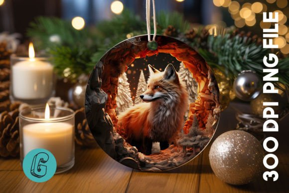3D Fox Break Through Ornament 20