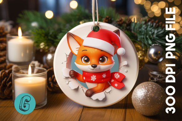 3D Fox Break Through Ornament Front: A Creative and Versatile Digital Download for DIY Enthusiasts