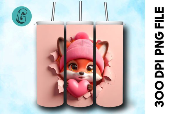 3D Fox Valentine Tumbler Wrap 33: A High-Quality Digital Asset for Creative Projects