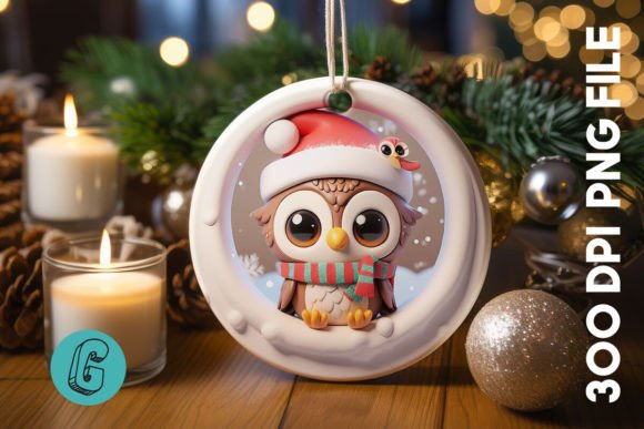 3D Owl Break Through Ornament Front 94
