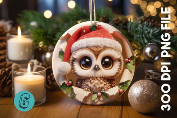 3D Owl Christmas Ornament Front 12: A High-Quality Digital Asset for Creative Projects