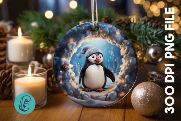 3D Penguin Break Through Ornament 06: The Ultimate Digital Asset for Festive Creativity