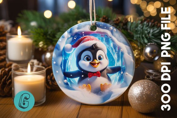 3D Penguin Christmas Ornament Front 08: A High-Quality Digital Asset for Creative Projects