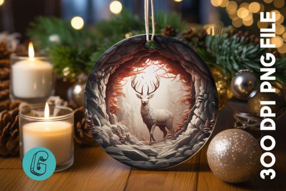 3D Reindeer Break Through Ornament 18