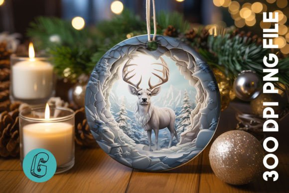 3D Reindeer Break Through Ornament 28