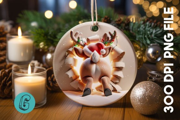 3D Reindeer Christmas Ornament Back 05: A High-Quality Digital Asset for Creative Projects