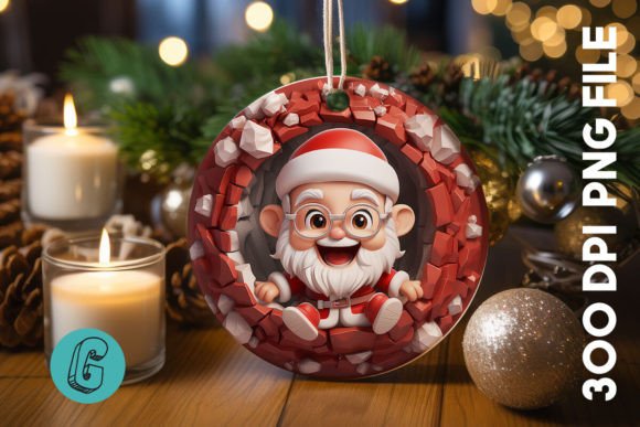 3D Santa Break Through Ornament 38