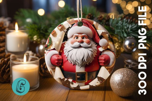 3D Santa Christmas Ornament Front 16