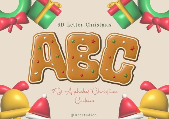 Christmas Icing Gingerbread 3D Alphabet