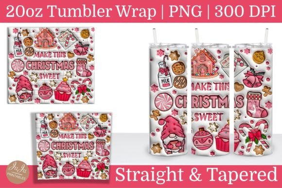 Christmas Inflated 3D Skinny Tumbler PNG: A Festive Addition to Your Holiday Decor