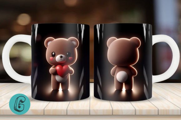 Cute Bear 2 Sided 3D Mug Wrap Set 10