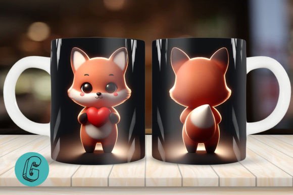 Cute Fox 2 Sided 3D Mug Wrap Set 17: A Versatile Digital Asset for Creative Projects