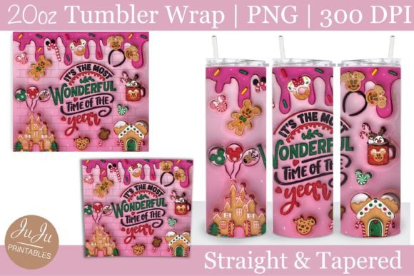 Elevating Seasonal Branding with the 3d Inflated Christmas Tumbler Wrap PNG