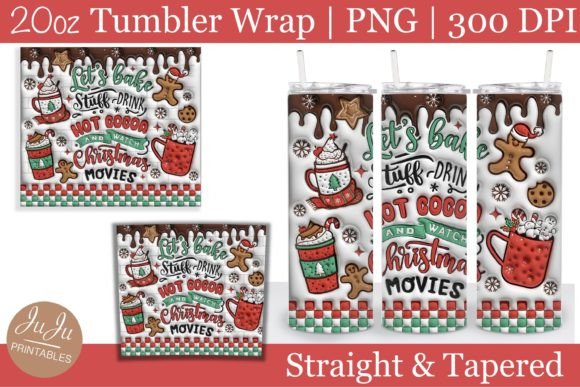 Inflated 3D Christmas Tumbler Wrap PNG