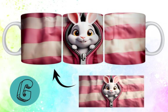 Valentine Cute Rabbit 3D Mug Wrap 11: A Versatile Digital Asset for Creative Projects
