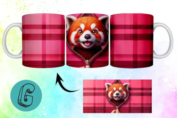 Valentine Red Panda 3D Mug Wrap 11