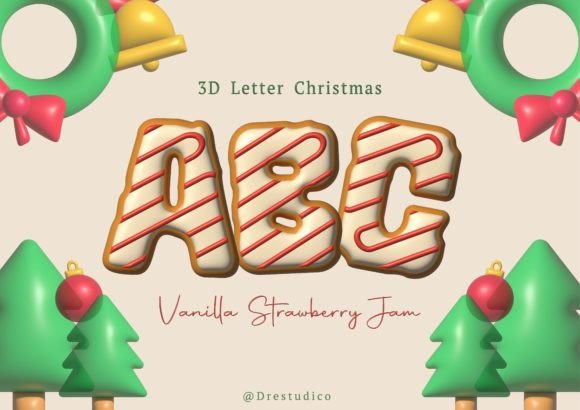 Vanilla Strawberry Christmas Cookie 3D